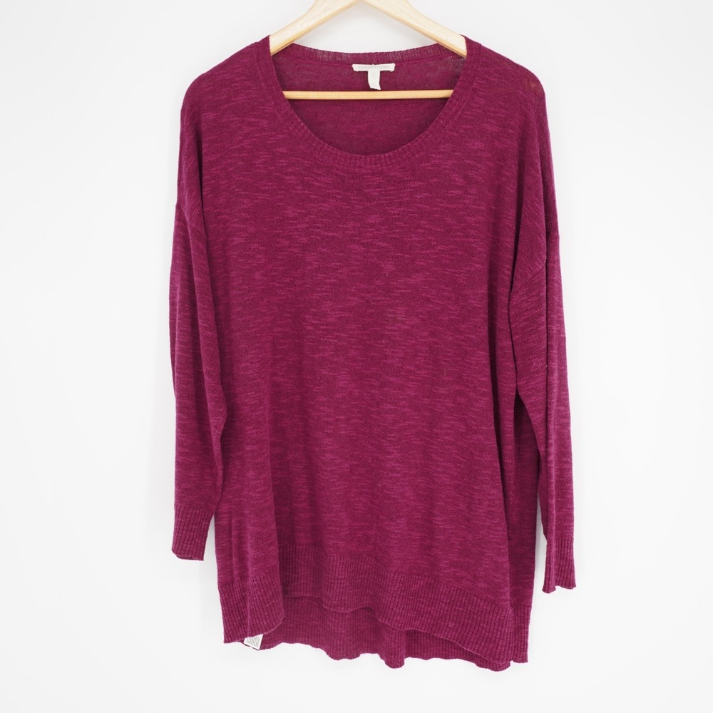 Eileen Fisher Organic Linen Cotton Tunic Sweater Womens M Magenta Transitional